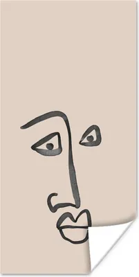 Produktbild von MuchoWow® Poster Gesicht - Rosa - Strichzeichnung 60x120 cm - Wandschmuck
