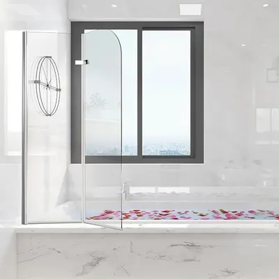 Produktbild von Duschwand für Badewanne, 100x140cm 2-Teilig Duschwand Badewanne Faltbar,mit 6mm ESG Sicherheitsglas,Badewanne Duschwand Silber Transparent,Glas Badewannenwand mit Badewannenaufsatz