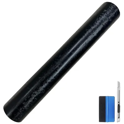 Image de Film adhésif en fibre de carbone forgée, sans bulles, auto-adhésif, noir, dimensions : 50 cm x 100 cm