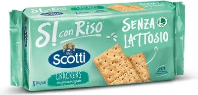 Produktbild von 6x Scotti Riso Crackers Integrali senza lattosio Cracker mit Vollkornmehl laktosefrei ohne Milchproteine ohne Palmöl ( 8 x 31,25g ) 250g