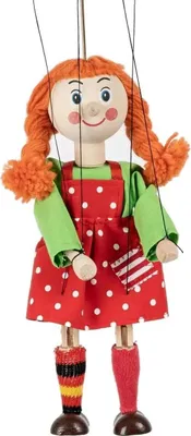 Produktbild von Marionette Mädchen mit Zöpfen, 20 cm, Holz-Marionette, Dekoartikel