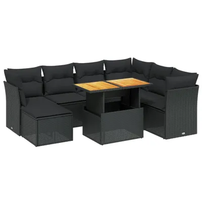 Produktbild von vidaXL 8-tlg. Garten-Sofagarnitur mit Kissen Schwarz Poly Rattan