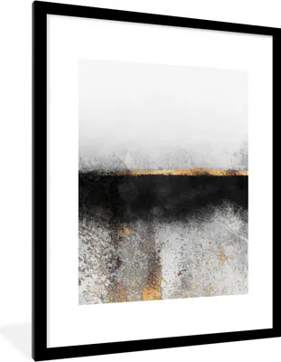 Produktbild von MuchoWow® Gerahmtes Poster Gold - Abstrakt - Luxus 60x80 cm - Poster mit Schwarzem Bilderrahmen Wandposter Rahmen Foto Bilder - Wohnzimmer - Dekorationen - Prämie