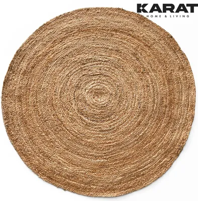 Produktbild von Jute-Teppich Surat Rund Handgewebt aus Naturfasern robust & reißfest 120 x 120 cm