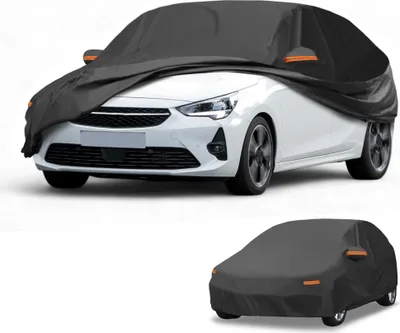 Produktbild von Autoabdeckung Wasserdicht Alle Wetter Automotive Outdoor Anti-UV Sonnenschutz Regenschutz Vollabdeckung fš¹r Vauxhall Corsa 1993-2025 190T-PU Schwarz mit Rei?verschluss