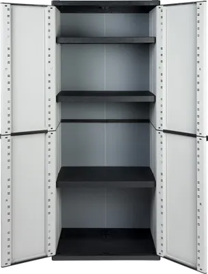 Produktbild von Kreher Kunststoffschrank 'J-LINE' mit 3 Einlegeböden in Schwarz/Grau