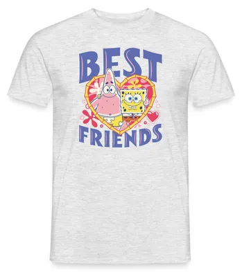 Produktbild von Spreadshirt Spongebob Schwammkopf Und Patrick Beste Freunde Männer T-Shirt, XXL, Grau meliert