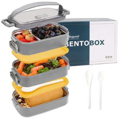 Produktbild von 3-in-1 Edelstahl-Lunchbox mit 4 Fächern