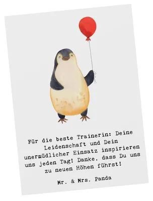 Produktbild von Mr. & Mrs. Panda Postkarte Turnen Trainerin - Weiß - Geschenk, Dankbarkeit, Danksagung, Postkarten, mentale Stärke, Ansichtskarten, Ansichtskarte, Gymnastik, Sportart