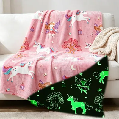 Obrázek produktu pro Plyšová deka pro děti s motivem jednorožce, rozměry 130 x 150 cm