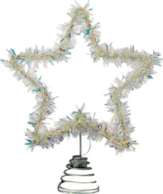 Produktbild von Beleuchteter Weihnachtsbaumstern mit Spiraldrahtfuß – Glitzernder Weihnachtsbaumstern für festliche Dekorationen zu Hause