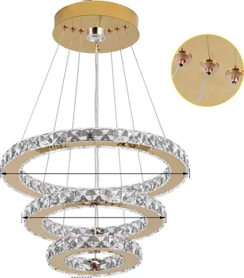 Produktbild von Kristallpendelleuchte, höhenverstellbar, mit Fernbedienungsfunktion, 20 30 40cm-gold, Mit Fernbedienung
