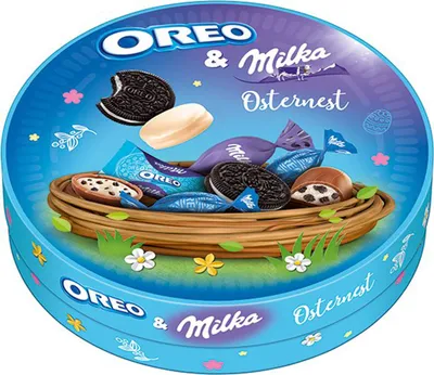 Produktbild von Milka Oreo Osternest Mischung Alpenmilchschokolade Kakaokekse 198g