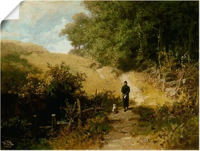 Produktbild von Carl Spitzweg: Samstag-Nachmittag (Dorfpfarrer/Schulmeisters Spaziergang). Um 1865/70., Produkt:Poster, Größe:30x40 cm / Poster