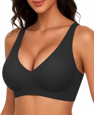 Produktbild von Schwarzer BH für Damen, ohne Bügel, nahtlose Verarbeitung mit Push-Up-Effekt