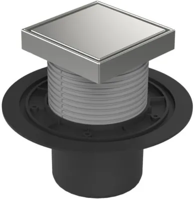 Image de Siphon de sol Chud?j en bas D110, cadre en acier inoxydable, grille STEEL S 386 A