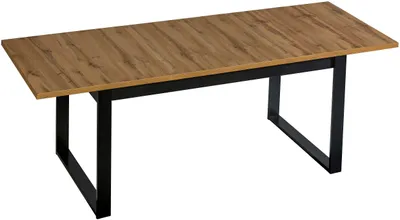 Produktbild von Esstisch LAMELO LA14, Stilvoll Ausziehbar Esszimmertisch, Design, Tisch, Esszimmer [Eiche Wotan + Schwarz]