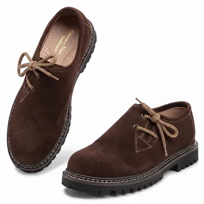 Zdjęcie produktu dla Buty dla dzieci – chłopców i dziewczynek – buty z zamszu w stylu ludowym, kolor: ciemnobrązowy, rozmiar: 36