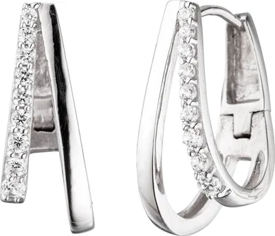 Produktbild von JOBO Creolen 925 Sterling Silber mit Zirkonia Ohrringe Silberohrringe Silbercreolen