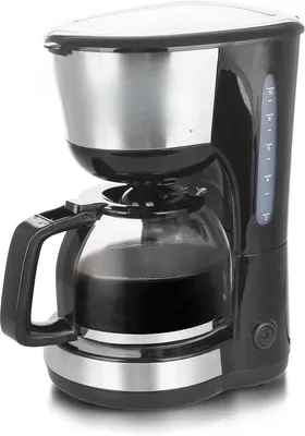 Image de Machine à café 1,25 L, 10 tasses, verre et acier inoxydable, noir et argent