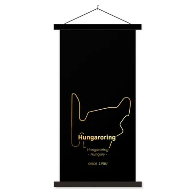 Produktbild von MuchoWow® Textilposter Hungaroring - Formel 1 - Rennstrecke 90x180 cm mit schwarzem Rahmen - Dekoration Wohnzimmer