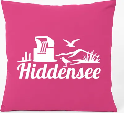 Produktbild von Huuraa Kissen Hiddensee Strandmotiv 40x40cm mit Füllung Fuchsia Baumwolle Dekokissen Geschenkidee