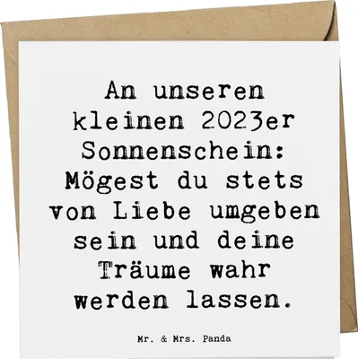 Produktbild von Mr. & Mrs. Panda Glückwunschkarte Spruch 2023 Geburtstagstraum - Weiß - Geschenk, Happy Birthday, Alter, Geburtstagsgeschenk, doppelkarte, Geburtstagsfeier, faltkarte