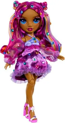 Image de Poupée Mannequin Rainbow High Be Dazzling Noemie Violette, 28 cm, Avec applicateur de strass et accessoires