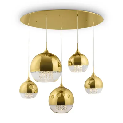 Immagine prodotto di Lampada a sospensione, metallo, colore oro, cristalli, attacco E27