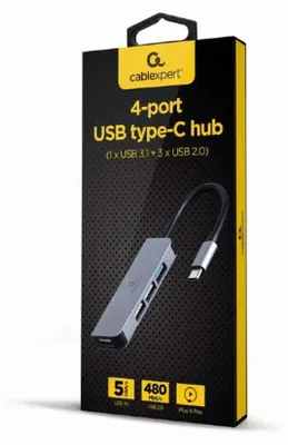 Produktbild von gembird 4-Port-USB-Typ-C-Hub (1 x USB 3.1 + 3 x USB 2.0)