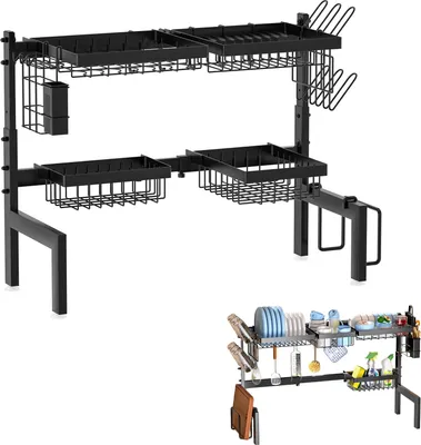 Obrázok produktu pre Organizér do kuchynskej linky na umývanie riadu, výsuvný držiak na riad, nerezový, 2-úrovňový