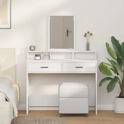 Image de Best Möbel Coiffeuse avec étagère Blanc 100 x 41 x 140 cm Bois composite - Coiffeuses Cloris Neu5951852 1parcel