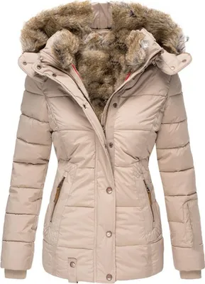 Produktbild von Damen Mantel Winterjacke Steppjacke mit Abnehmbarem Kapuzenmantel mit Reißverschluss Softshelljacke Fell Kragen Trenchcoat
