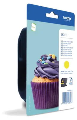 Produktbild von Brother LC123YBP, Gelb, Tinte auf Pigmentbasis, 1 Stück(e), 600 Seiten, Einzelpackung