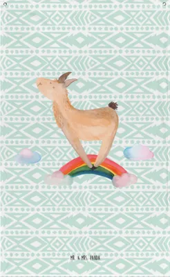 Produktbild von Mr. & Mrs. Panda Gobelin Lama Regenbogen - Aztekenblau - Geschenk, Lamas, Stoffbild, Freiheit, Selbstständig, Wandbehang, Wandbild, Wandteppich, Tapestry, Hobby
