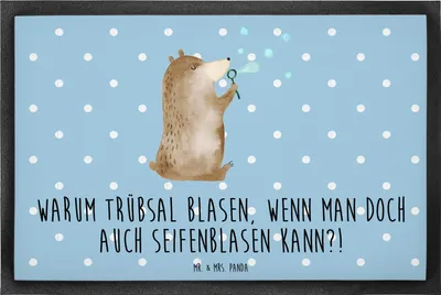 Produktbild von Mr. & Mrs. Panda Schmutzfangmatte Bär Seifenblasen 60 x 90 cm - Blau Pastell - Geschenk, Teddy, Fußabstreifer, fußmatte, Gummimatte, Bodenvorleger, Fussmatte