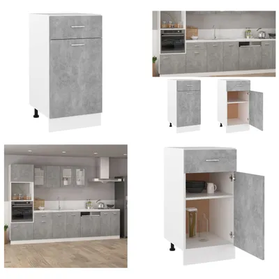 Produktbild von vidaXL Schubunterschrank Betongrau 40x46x81,5 cm Holzwerkstoff - Schubunterschrank - Schubunterschränke - Küchenschrank - Küchenschränke
