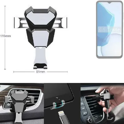 Produktbild von K-S-Trade Lüftungshalterung kompatibel mit Doogee N55 Plus kompakte Handy-Halterung Lüftungsschlitz Lüftungsgitter Autohalterung KFZ Auto-Halterung
