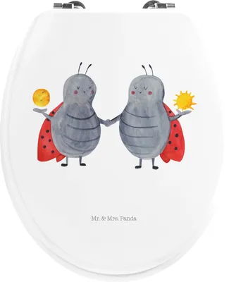 Produktbild von Mr. & Mrs. Panda Klobrille Sternzeichen Zwilling - Weiß - Geschenk, Glückskäfer, Zwillingsbruder, Toilettendeckel, WC Sitz, Brille, Klodeckel, Marienkäfer, Geburtstag Mai