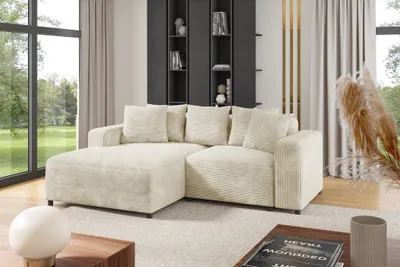 Produktbild von Ecksofa Designersofa Sofa MEGAN XS in Stoff Poso Creme Ottomane Links