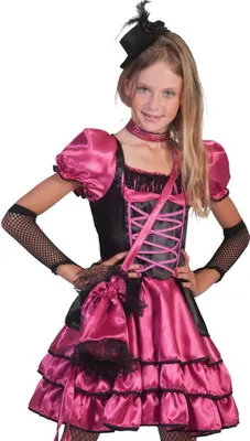 Produktbild von Can Can Girl Kostüm "Stella" für Mädchen - Pink Schwarz | Western Cowboy Kinderkostüm Größe: 116