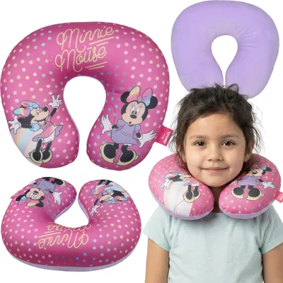 Produktbild von Disney Minnie Mouse Reisekissen, Nackenkissen für Flugzeuge, Kopfstütze für Autos 26x30cm