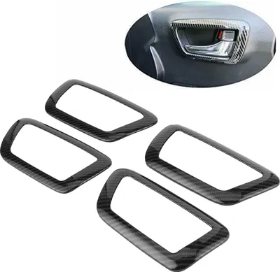 Imagen del producto de 4 piezas de embellecedor para el interior de la puerta, estilo fibra de carbono, compatibles con el Toyota Tacoma de 2016 a 2020