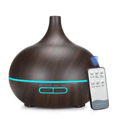 Produktbild von 400ML Luftbefeuchter für Schlafzimmer Elektrischer Aromatherapie-Befeuchter im Holzmaserung mit 7-farbigem LED-Licht Leise Aroma Diffuser