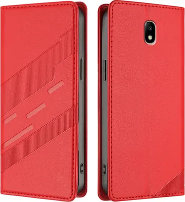 Image de Etui pour Samsung Galaxy J3 2017, étui portefeuille en cuirPolyuréthaneavec fente pour carte et fonction stand Rot