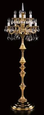 Produktbild von Casa Padrino Luxus Barock Kristall Stehleuchte Gold Ø 56 x H. 152 cm - Prunkvolle Messing Stehlampe mit Böhmischem Kristallglas - Barock Kristall Leuchten - Luxus Qualität