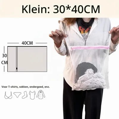 Imagen del producto de Bolsa de lavado bolsa de red para ropa - 2 unidades - 30 x 40 cm - Poliéster - Con cremallera