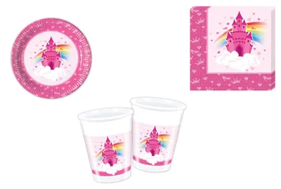 Regenbogen-Party-Set für 8 Kinder: Teller, Becher, Servietten
