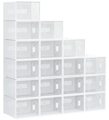 Produktbild von HOMCOM 18er Set Schuhboxen Schuh-Organizer mit magnetischen Türen, Schuhkarton