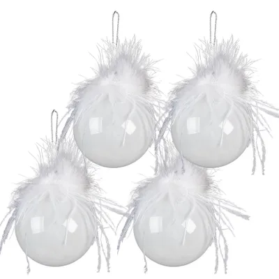 Produktbild von Clayre & Eef 6GL3938 Christbaumkugel Ø 8 cm Weiß (Set 4 Stück)
